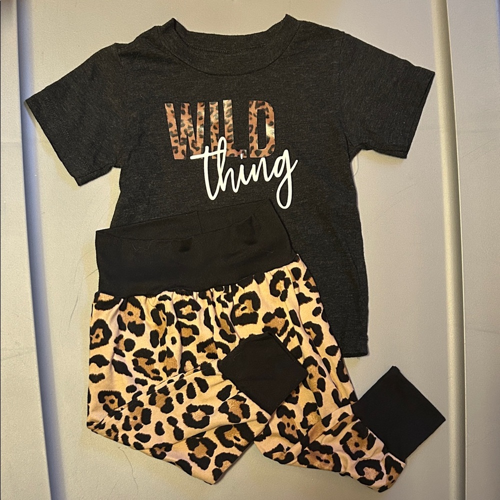 Bella Canvas Black and Tan Leopard Print Kids Joggers